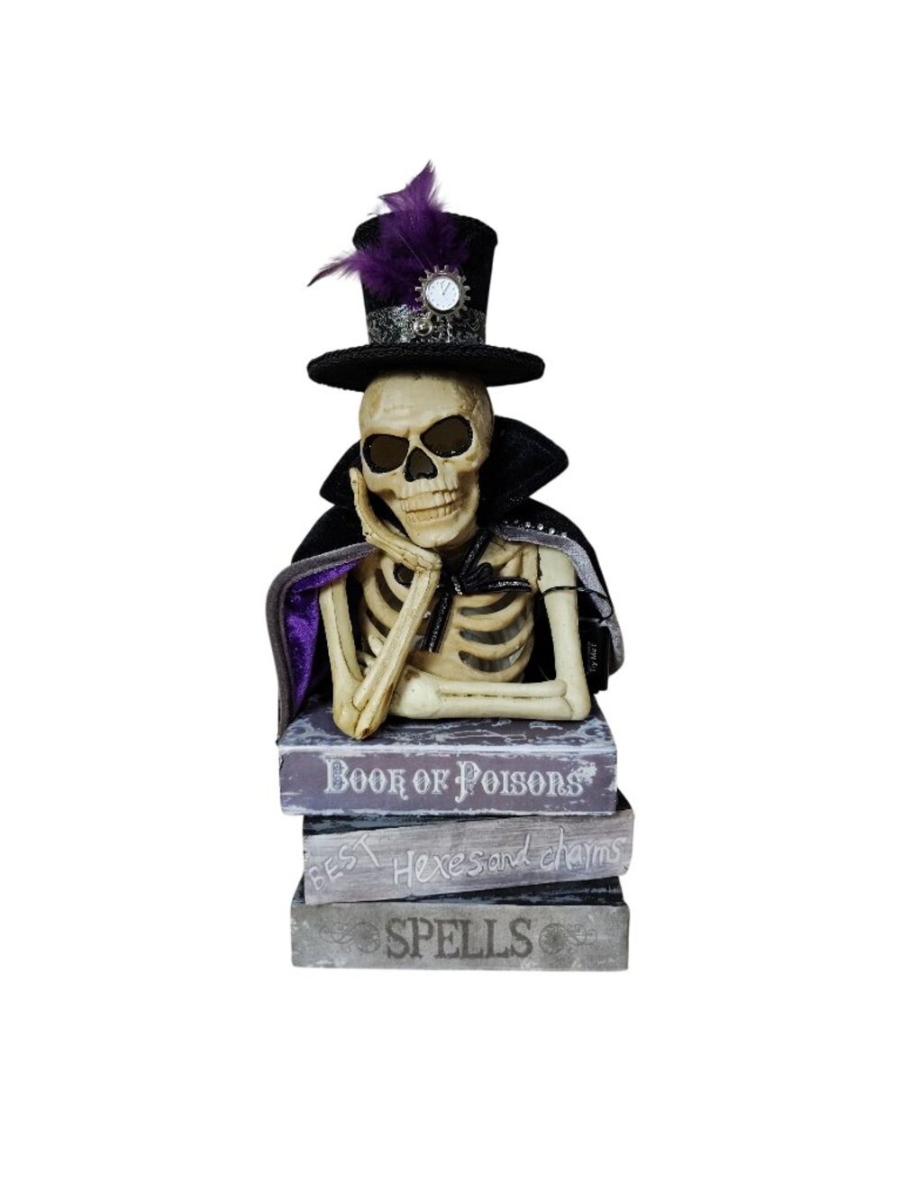 Spooky Village Skeleton on Books Halloween Large 17.5" Light Up Figurine New